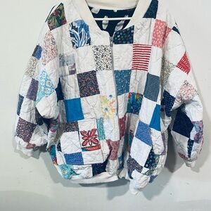 Handmade Quilted Bomber Jacket Size XL